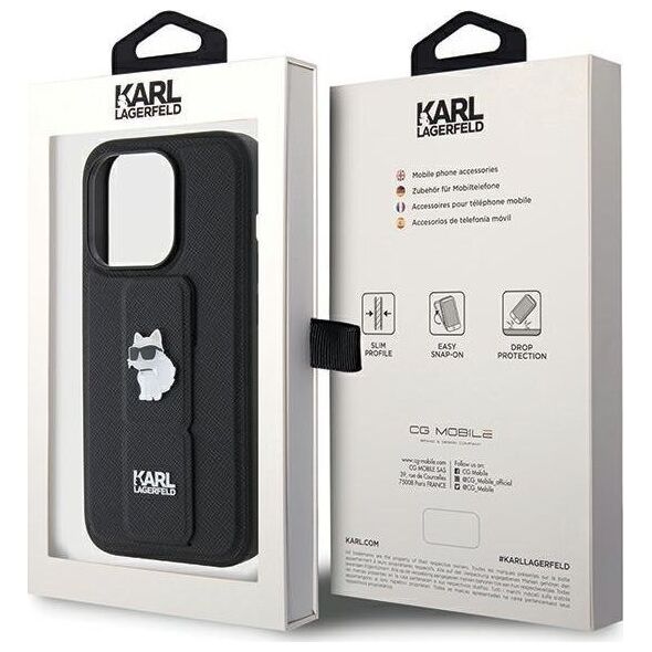 Karl Lagerfeld Karl Lagerfeld KLHCP14XGSACHPK iPhone 14 Pro Max 6.7" czarny/black hardcase Gripstand Saffiano Choupette Pins 13177521 3666339207427