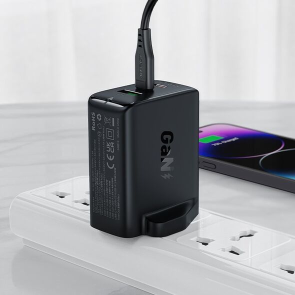 Ładowarka Acefast Acefast ładowarka GaN 65W 3 porty (1xUSB, 2xUSB C PD) wtyczka UK biała (A44) 13177923 6974316281801