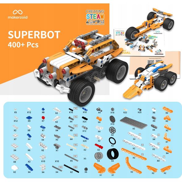 Makerzoid Makerzoid Superbot - zestaw ponad 400 klocków edukacyjnych z możliwością kodowania - Gwarancja bezpieczeństwa. Proste raty. Bezpłatna wysyłka od 170 zł. 13179021 6974810050026