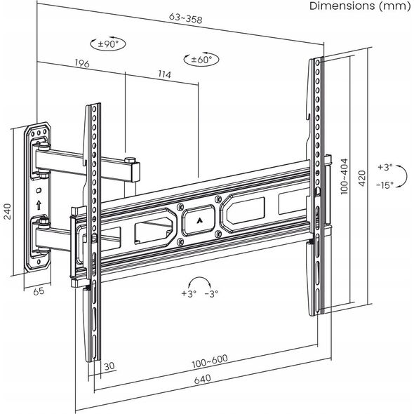 Maclean Uchwyt do telewizora Maclean, max VESA 600x400, 37-70", 35kg, MC-798N 13216069 5902211133766