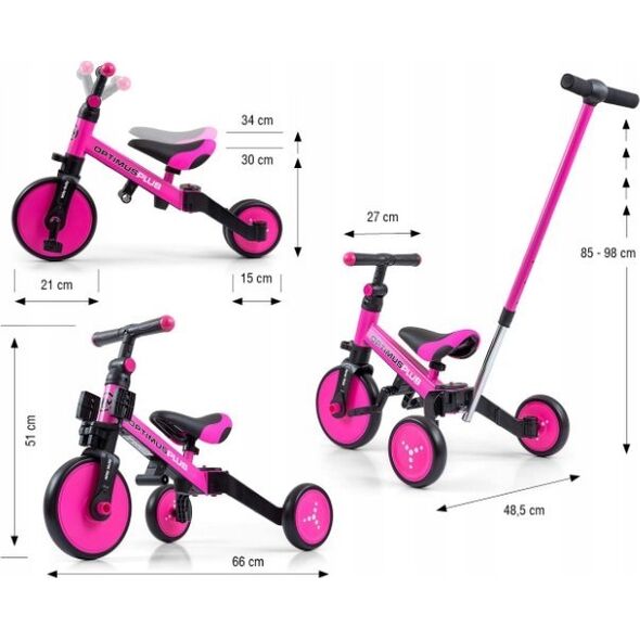 Milly Mally Rowerek Ride On - Bike 4w1 OPTIMUS PLUS Pink 13219794 5901761128512