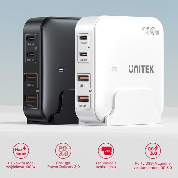 Ładowarka Unitek P1229A 2x USB-A 2x USB-C 5 A (P1229ABK01-EU) 13221571 4894160051066