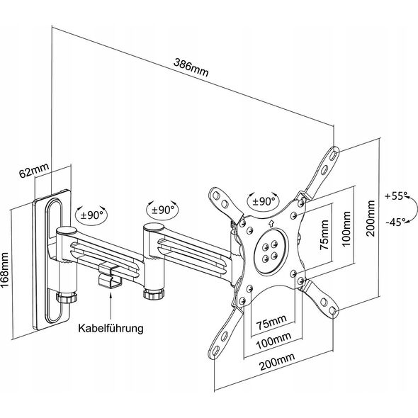 Schwaiger Uchwyt ścienny na monitor 13" - 43" (LWHD4315513) 13231931 4004005033601