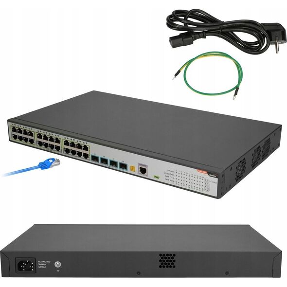 Switch Fiberhome FiberHome S4820-28T-X-PE-AC łącza sieciowe Zarządzany L2/L3 Gigabit Ethernet (10/100/1000) Obsługa PoE 1U Czarny, Szary 13234363 6975489914237