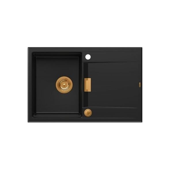 Zlewozmywak Owen OWEN 111 GraniteQ zlewozmywak z syfonem Push 2 Open 1-komorowy z/o (760x500x215| kom. 330x430) pure carbon / elementy miedziane 13241490 5904310998000