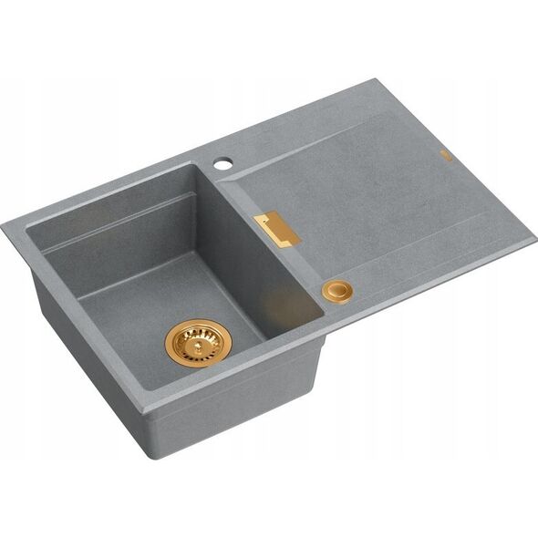 Zlewozmywak Owen OWEN 111 GraniteQ zlewozmywak z syfonem Push 2 Open 1-komorowy z/o (760x500x215| kom. 330x430) silver stone / elementy miedziane 13241493 5904310997997