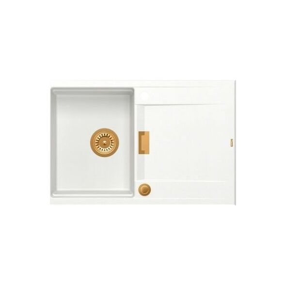 Zlewozmywak Owen OWEN 111 GraniteQ zlewozmywak z syfonem Push 2 Open 1-komorowy z/o (760x500x215| kom. 330x430) snow white / elementy miedziane 13241496 5904310997973