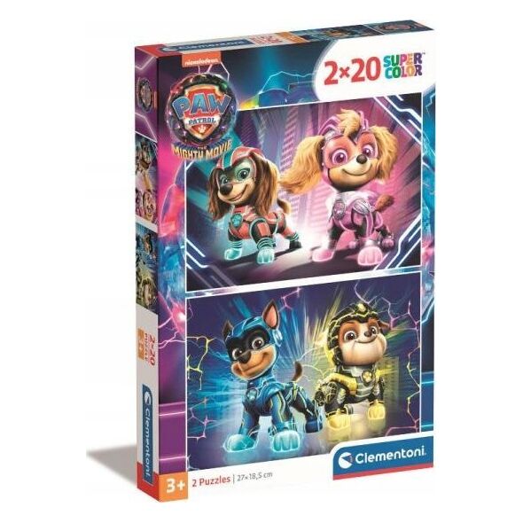 Clementoni Puzzle 2 x 20 elementów Super Kolor Psi Patrol The Mighty Movie 13244884 8005125248056