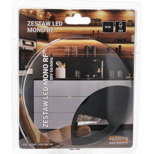Taśma LED Prescot Prescot Mono PRZ-MONO-24W-NW10K zestaw LED taśma 24W LED 4000K sterownik i pilot SMD5050 13246829 5903684854998