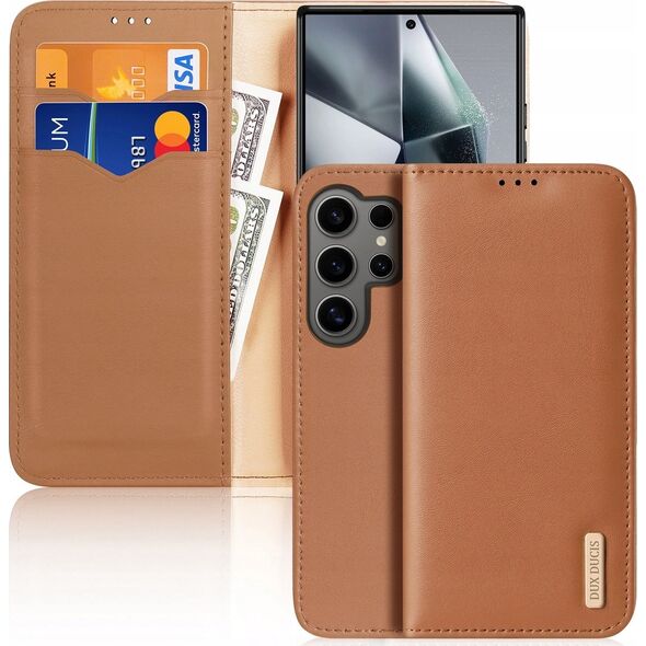 Dux Ducis Etui Dux Ducis Hivo z klapką i blokadą RFID do Samsung Galaxy S24 Ultra - brązowe 13249850 6934913021859