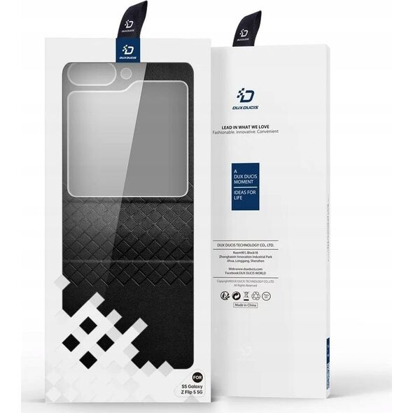Dux Ducis Skórzane etui Samsung Galaxy Z Flip5 5G z klapką portfel pokrowiec na tył Dux Ducis Bril - czarne 13249938 6934913026670