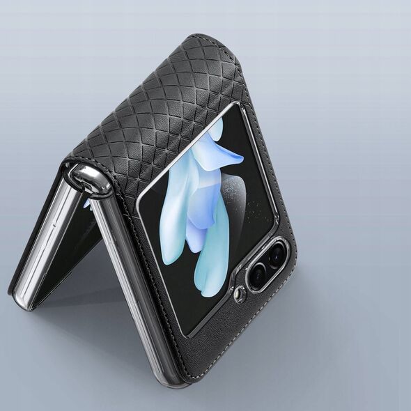 Dux Ducis Skórzane etui Samsung Galaxy Z Flip5 5G z klapką portfel pokrowiec na tył Dux Ducis Bril - czarne 13249938 6934913026670