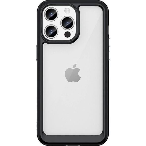 Hurtel Wzmocnione etui z elastyczną ramką do iPhone 15 Pro Max Outer Space - czarne 13250229 9145576279694