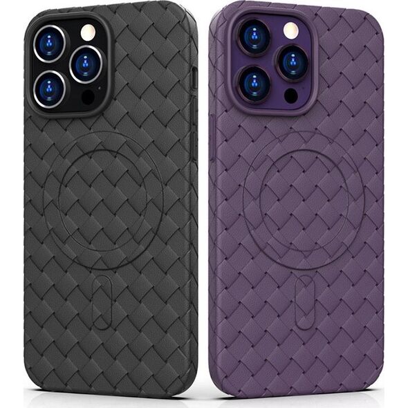 Hurtel Plecione etui MagSafe Woven Case do iPhone 15 Pro - czarne 13250465 9145576281314