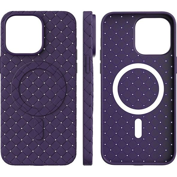 Hurtel Plecione etui MagSafe Woven Case do iPhone 15 Pro Max - granatowe 13250469 9145576281352