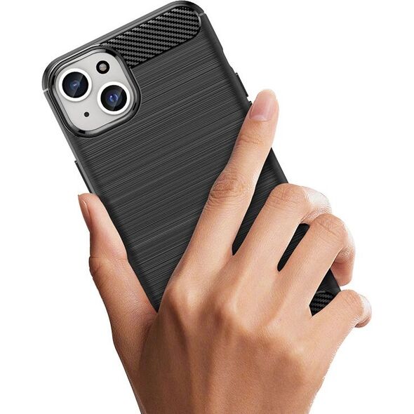 Hurtel Elastyczne etui wzór karbon do iPhone 15 Plus Carbon Case - niebieskie 13250723 9145576279441