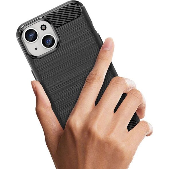Hurtel Elastyczne etui Carbon Case z wzorem karbon do iPhone 15 - czarne 13250737 9145576279410