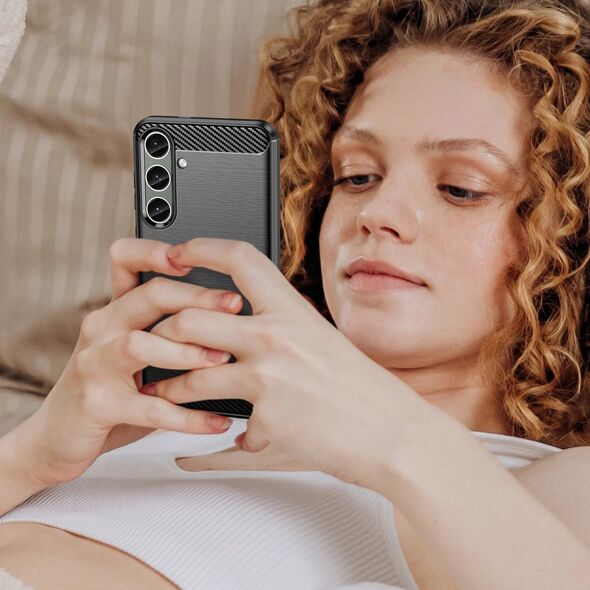 Hurtel Etui do Carbon Case Samsung Galaxy S24+ elastyczny silikonowy karbonowy pokrowiec - czarny 13250992 9145576283769