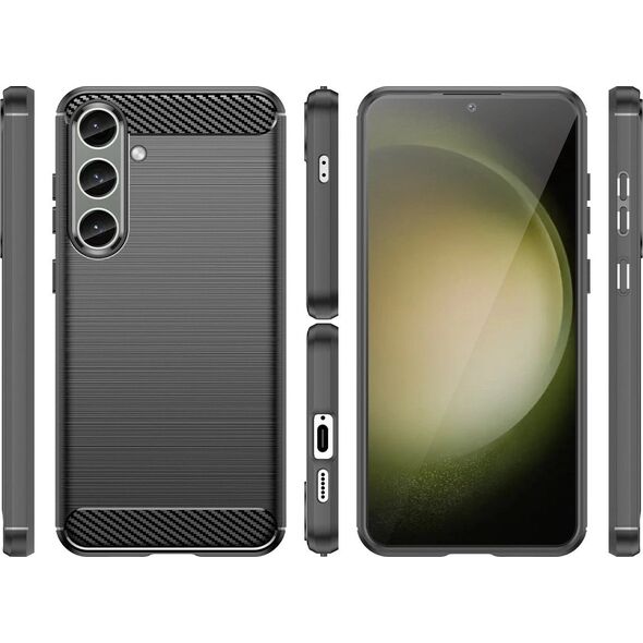 Hurtel Etui do Carbon Case Samsung Galaxy S24+ elastyczny silikonowy karbonowy pokrowiec - czarny 13250992 9145576283769