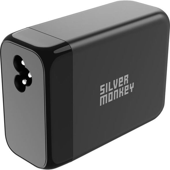 Ładowarka Silver Monkey Ładowarka GaN Silver Monkey SMA155 200W 3xUSB-C PD USB-A QC 3.0 z odłączanym kablem zasilającym - czarna 13252021 5900779358454