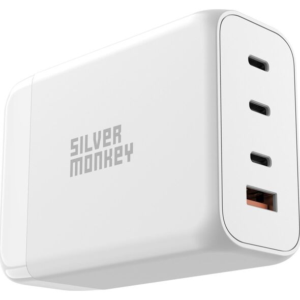 Ładowarka Silver Monkey Ładowarka GaN Silver Monkey SMA156 200W 3x USB-C PD USB-A QC 3.0 z odłączanym kablem zasilającym - biała 13252022 5900779358560