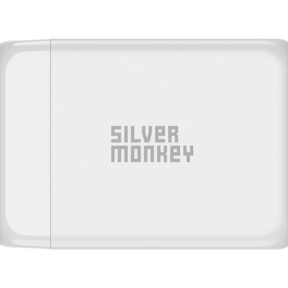 Ładowarka Silver Monkey Ładowarka GaN Silver Monkey SMA156 200W 3x USB-C PD USB-A QC 3.0 z odłączanym kablem zasilającym - biała 13252022 5900779358560