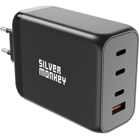 Ładowarka Silver Monkey Ładowarka GaN Silver Monkey SMA153 200W 3xUSB-C PD USB-A QC 3.0 - czarna 13252023 5900779359628