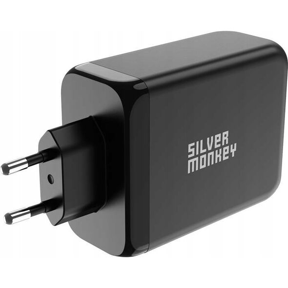 Ładowarka Silver Monkey Ładowarka GaN Silver Monkey SMA153 200W 3xUSB-C PD USB-A QC 3.0 - czarna 13252023 5900779359628
