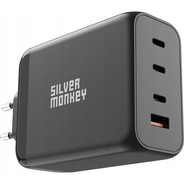 Ładowarka Silver Monkey Ładowarka GaN Silver Monkey SMA153 200W 3xUSB-C PD USB-A QC 3.0 - czarna 13252023 5900779359628