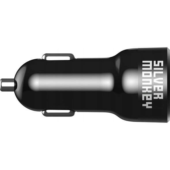 Ładowarka Silver Monkey Ładowarka samochodowa Silver Monkey SMA078 1xUSB-C 1xUSB-A 45W PD QC - czarna 13252025 5900779359260