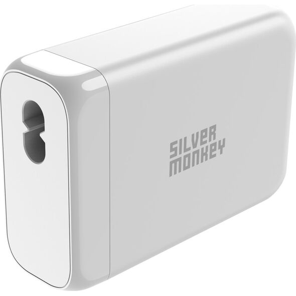 Ładowarka Silver Monkey Ładowarka GaN Silver Monkey SMA152 130W 3xUSB-C PD USB-A QC 3.0 z odłączanym kablem zasilającym - biała 13252027 5900779359611
