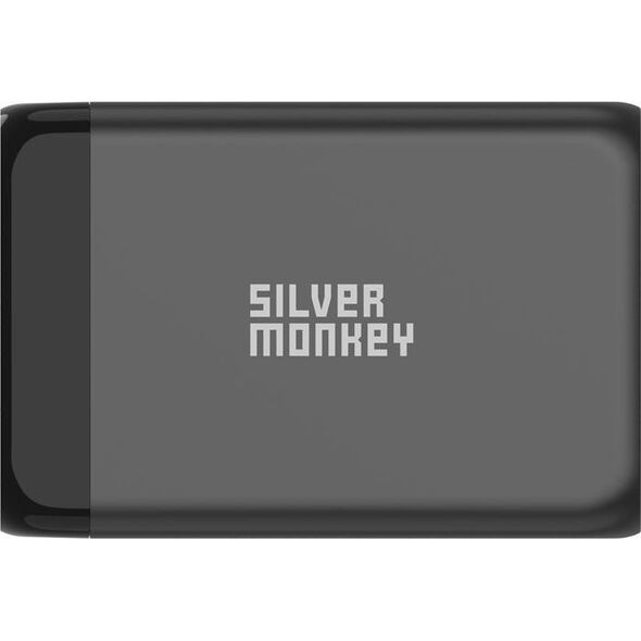 Ładowarka Silver Monkey Ładowarka GaN Silver Monkey SMA151 130W 3xUSB-C PD USB-A QC 3.0 z odłączanym kablem zasilającym - czarna 13252028 5900779359215