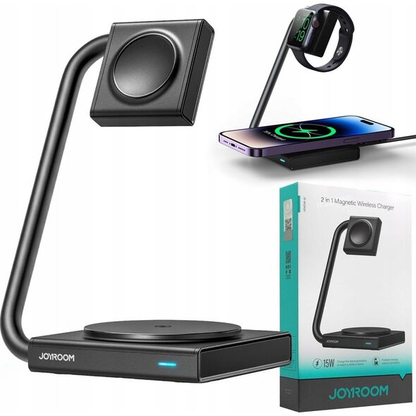 Ładowarka Joyroom Ładowarka indukcyjna 2w1 Joyroom JR-WQN05 15W MagSafe / Qi składana - czarna 13252062 6956116766986