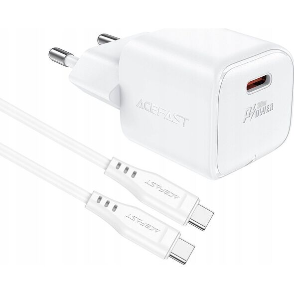 Ładowarka Acefast Ładowarka sieciowa Acefast A77 Mini PD 30W GaN + kabel USB-C - biała 13252127 6974316282853
