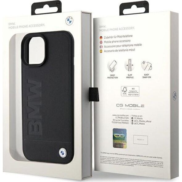 BMW BMW Leather Hot Stamp MagSafe - Etui iPhone 15 Plus (Czarny) 13256317 3666339145354