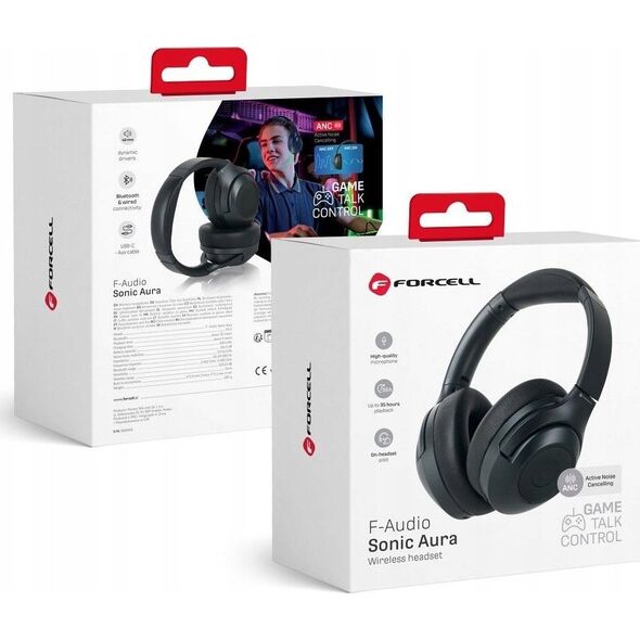 Słuchawki ForCell FORCELL F-AUDIO słuchawki bezprzewodowe nagłowne ANC Sonic Aura czarne 13267648 5903396277313