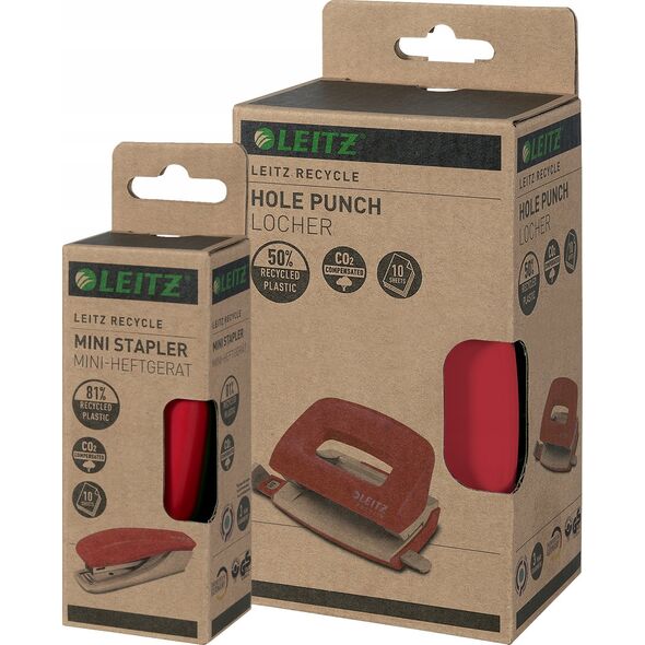 Zszywacz Leitz Mini zszywacz NeXXt Recycle 10k czerwony 13274275 4002432135394