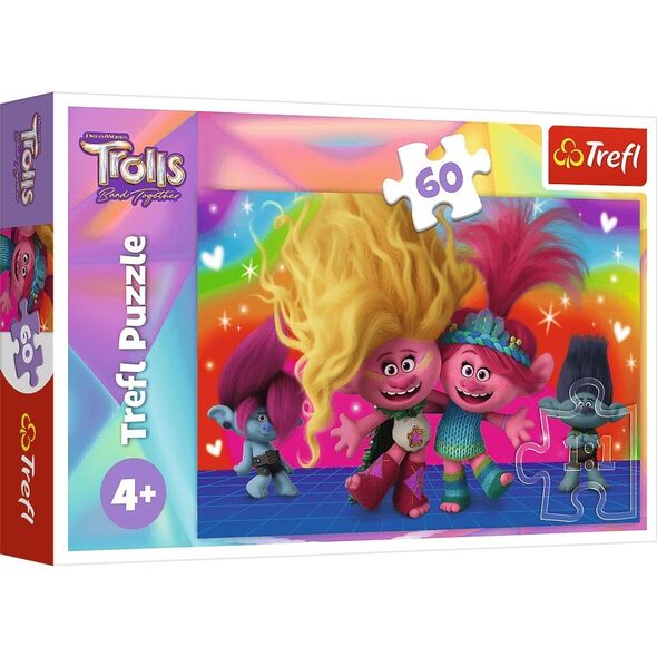 Trefl Puzzle 60el Przyjacielskie Trolle Trolls 3 17386 Trefl 13276633 5900511173864