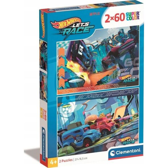 Clementoni CLE puzzle 2x60 SuperKolor HotWheels 24816 13276829 8005125248162