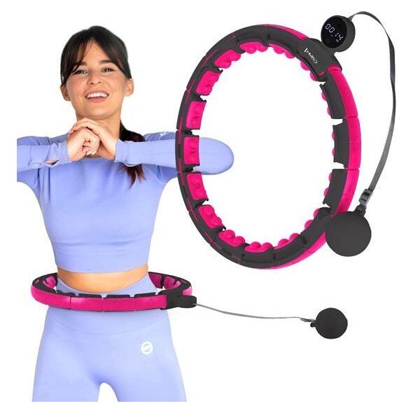 HMS HHM16 HULA HOP BLACK/PINK Z MAGNESAMI I OBCIĄŻNIKIEM + LICZNIK HMS 13283039 5907695558227