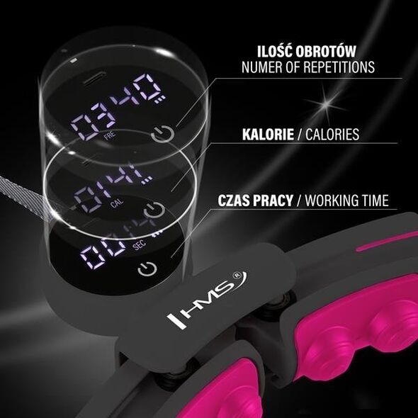 HMS HHM16 HULA HOP BLACK/PINK Z MAGNESAMI I OBCIĄŻNIKIEM + LICZNIK HMS 13283039 5907695558227
