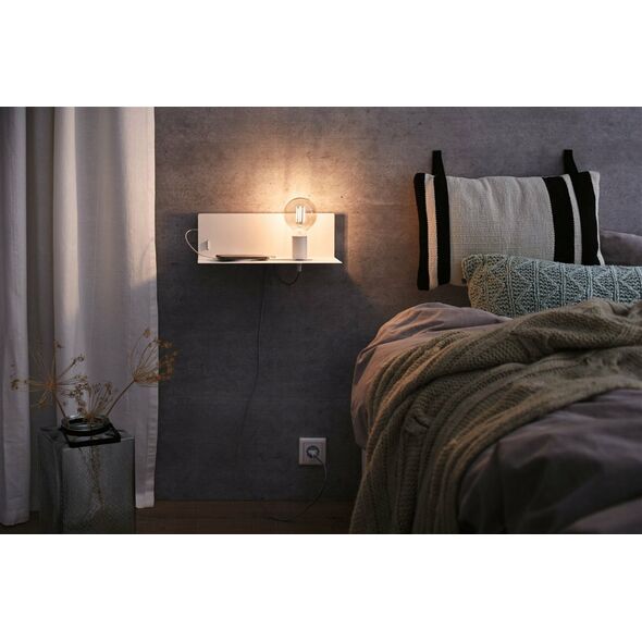 Kinkiet Paulmann Oprawa ścienna DEVARA E27 max.1x40W USB C 230V biały mat /metal 13295350 4000870967744