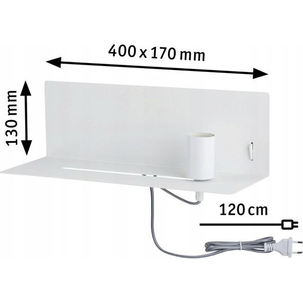 Kinkiet Paulmann Oprawa ścienna DEVARA E27 max.1x40W USB C 230V biały mat /metal 13295350 4000870967744