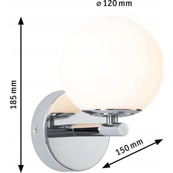 Kinkiet Paulmann Lampa ścienna łazienkowa GOVE LED 5W 400lm 3000K IP44 230V czarny matowy / metal / szkło 13295356 4000870710746