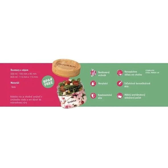 Quokka Quokka Deli Food Jar - Pojemnik szklany na żywność / lunchbox 820 ml (Wood Grain) 13295492 8412497401338