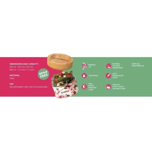 Quokka Quokka Deli Food Jar - Pojemnik szklany na żywność / lunchbox 820 ml (Spring) 13295496 8412497401321
