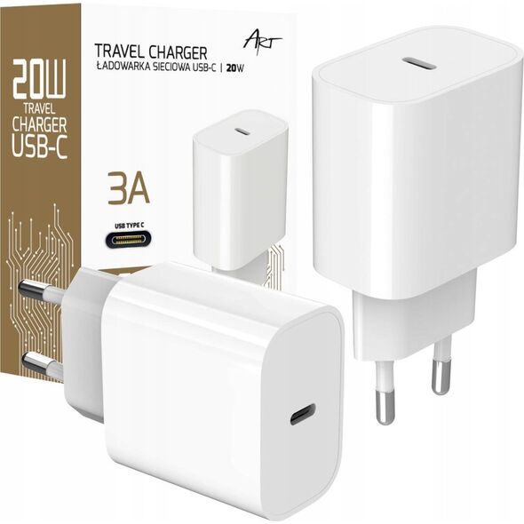 Ładowarka Art ŁADOWARKA SIECIOWA PD/QC 4.0 1x USB-C 3A 20W ART 13295838 5906721172000