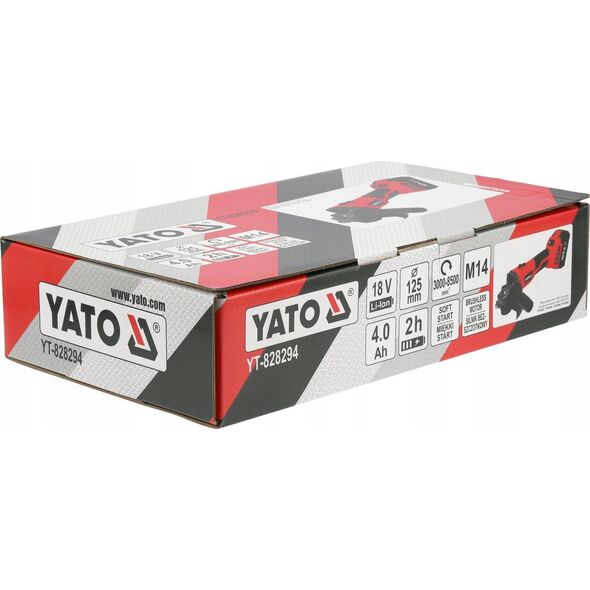 Szlifierka Yato SZLIFIERKA KÄTOWA 18V 125MM, BEZSZCZOTKOWA 1*4AH+ÅADOWARKA 13296603 5906083089800