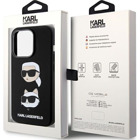 Karl Lagerfeld Karl Lagerfeld KLHCP15LSDHKCNK iPhone 15 Pro 6.1" czarny/black Silicone Karl&Choupette Head 13297835 3666339164812