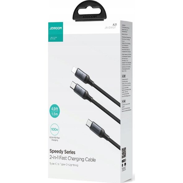Kabel USB Joyroom USB-C - USB-C + Lightning 1.5 m Czarny (JYR886) 13299185 6941237100757